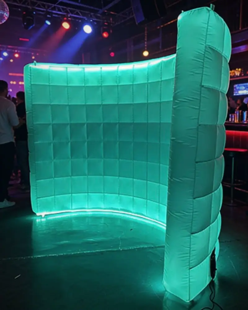 Glowing LED photo backdrop at a party
